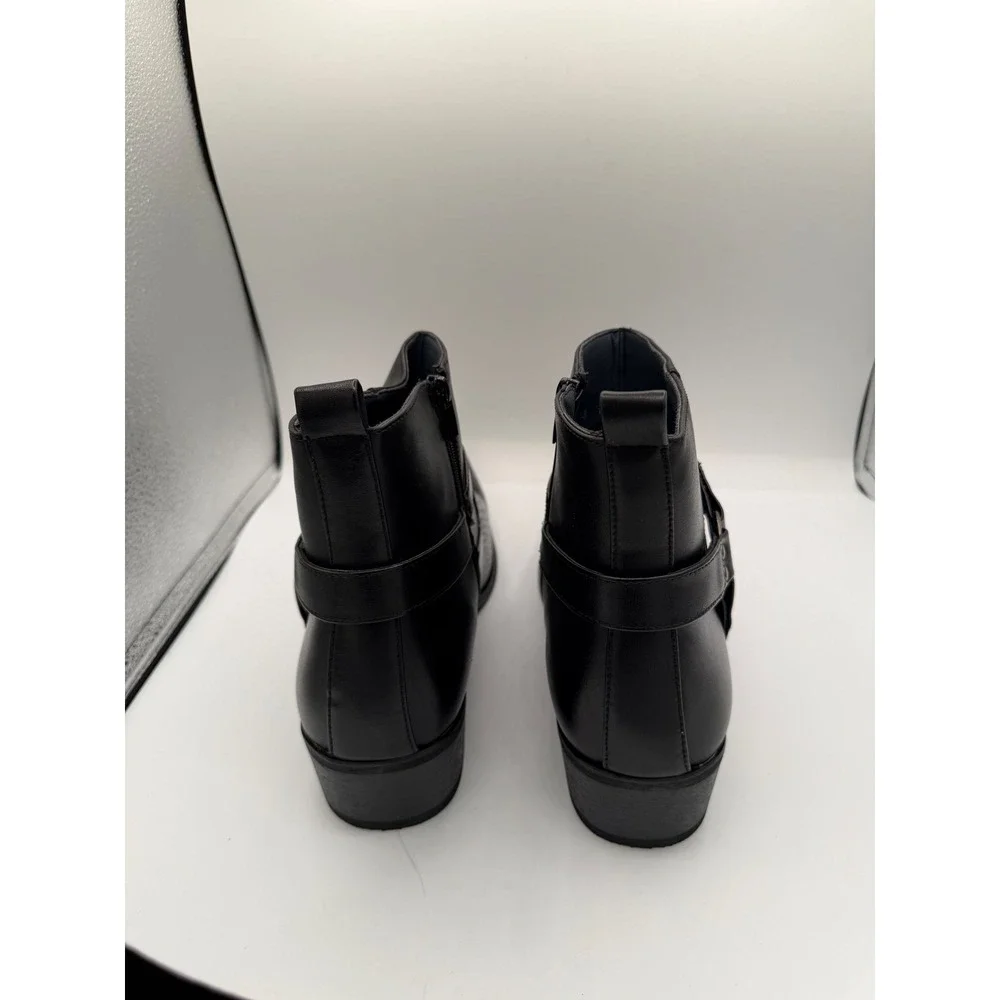 Alberto Fellini Men Black Snakeskin Texture Harness Ankle Boots Side Zip Size 13